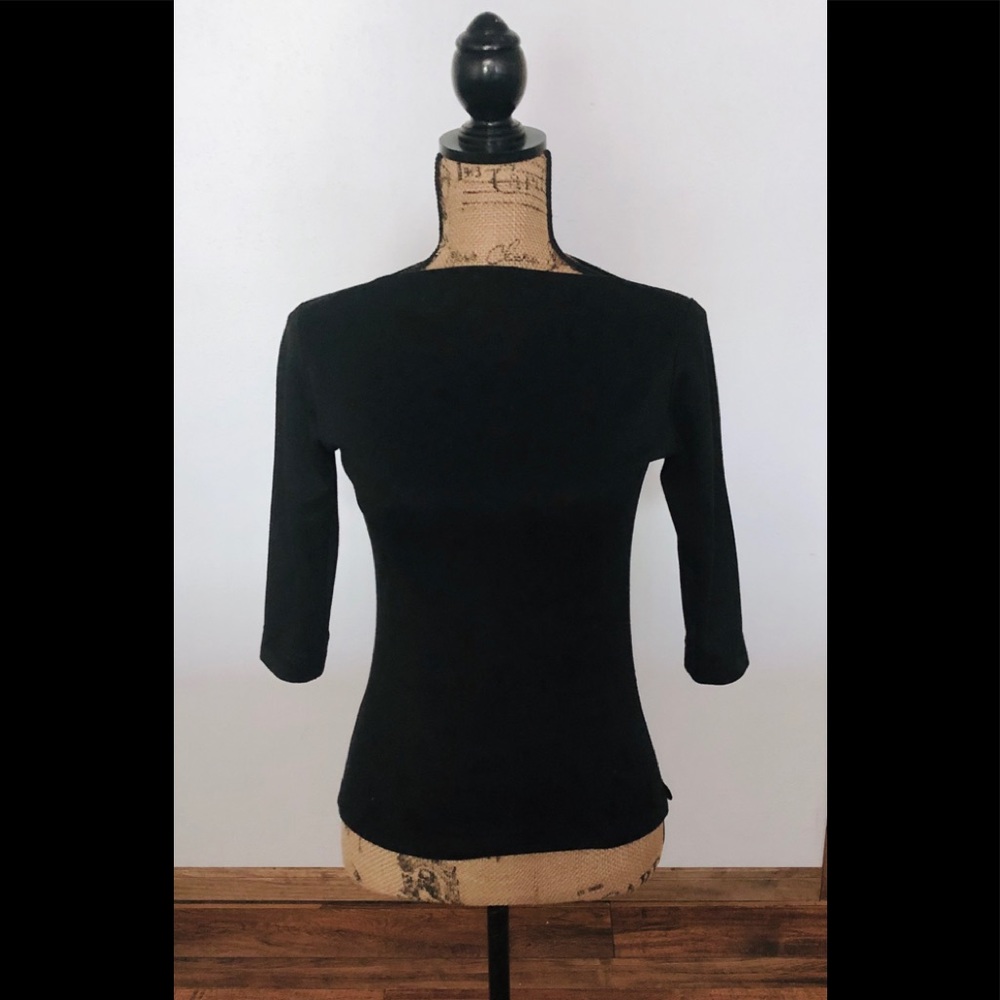 ✦Vivien of Holloway Black Slashneck Top S Pinup✦